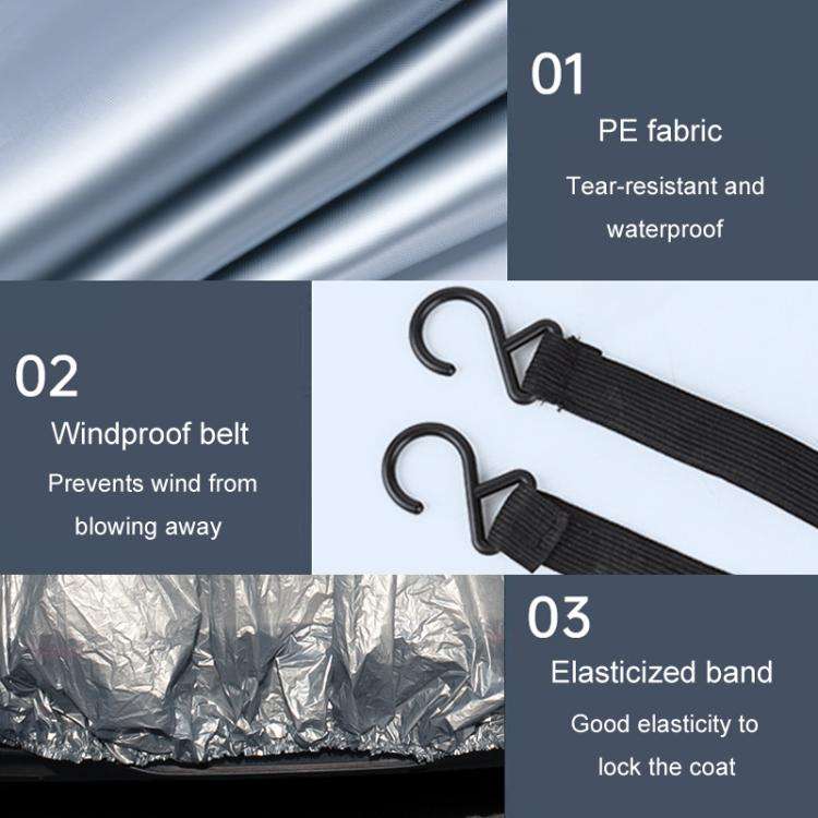 Car PE Film Waterproof And Dustproof Four Seasons Universal Coat Cover, Size: XXL(Silver Gray)
