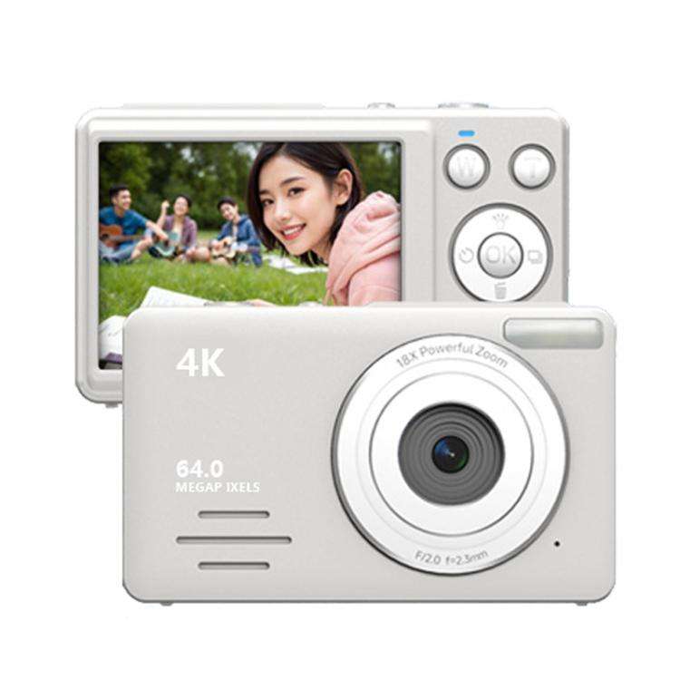 Anytek S7 4K HD Digital Camera Self-Timer Travel Camera Student Kids Card Camera(White)