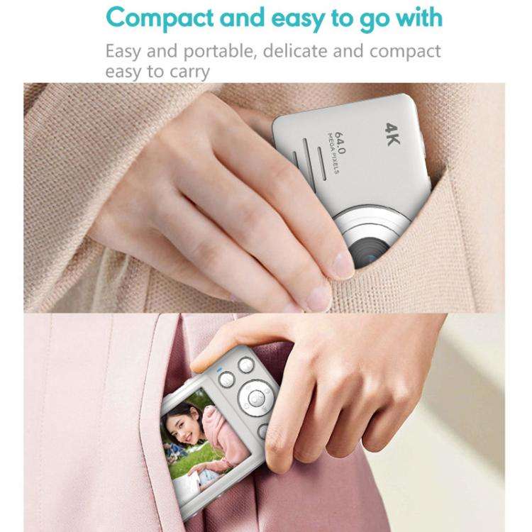 Anytek S7 4K HD Digital Camera Self-Timer Travel Camera Student Kids Card Camera(White)