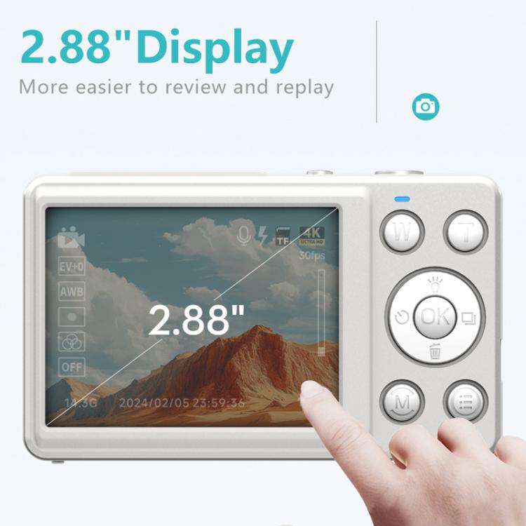 Anytek S7 4K HD Digital Camera Self-Timer Travel Camera Student Kids Card Camera(White)