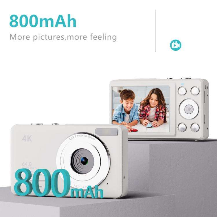 Anytek S7 4K HD Digital Camera Self-Timer Travel Camera Student Kids Card Camera(White)