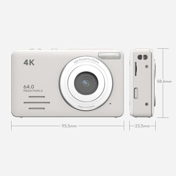 Anytek S7 4K HD Digital Camera Self-Timer Travel Camera Student Kids Card Camera(White)