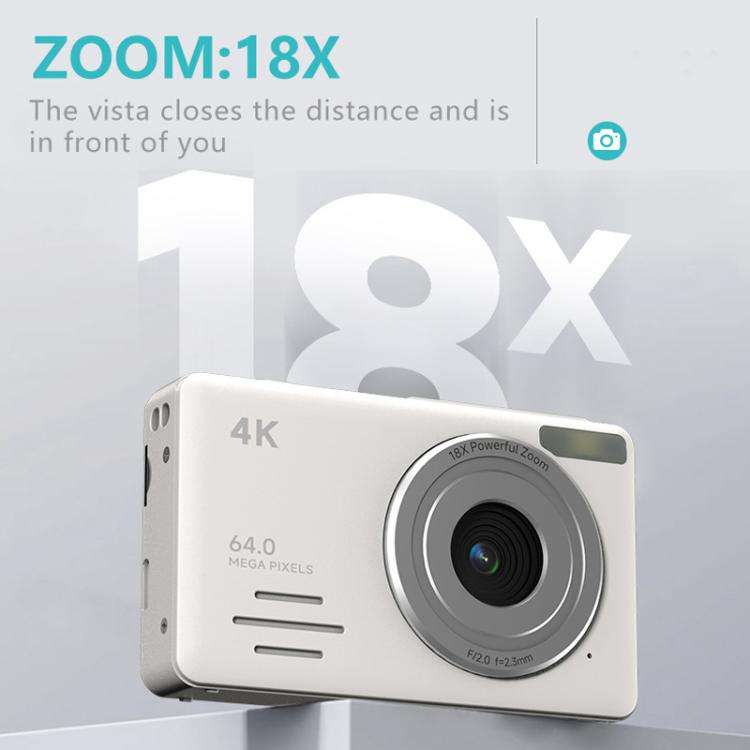 Anytek S7 4K HD Digital Camera Self-Timer Travel Camera Student Kids Card Camera(White)