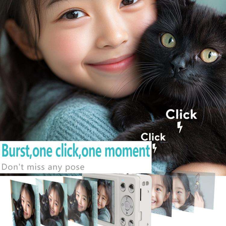 Anytek S7 4K HD Digital Camera Self-Timer Travel Camera Student Kids Card Camera(White)