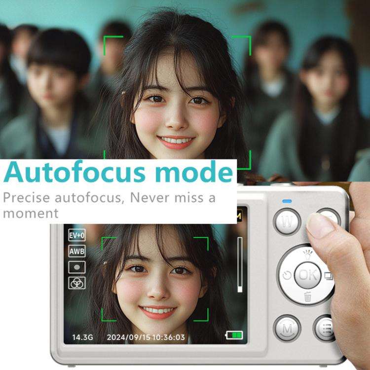 Anytek S7 4K HD Digital Camera Self-Timer Travel Camera Student Kids Card Camera(White)