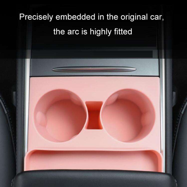 For Tesla 21-23 Model 3/Y Central Control Integrated Silicone Storage Cup Holder(Pink)