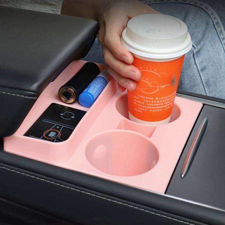 For Tesla 21-23 Model 3/Y Central Control Integrated Silicone Storage Cup Holder(Pink)