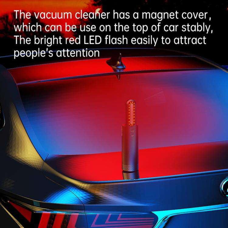 V8 Car Mini Portable Powerful Suction LED Flashing Warning Light Outdoor Lighting Vacuum Cleaner