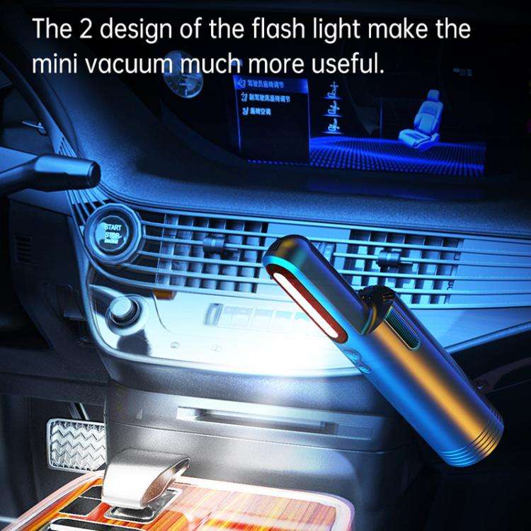 V8 Car Mini Portable Powerful Suction LED Flashing Warning Light Outdoor Lighting Vacuum Cleaner