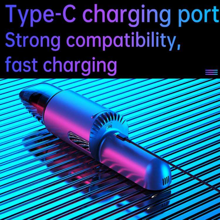 V8 Car Mini Portable Powerful Suction LED Flashing Warning Light Outdoor Lighting Vacuum Cleaner