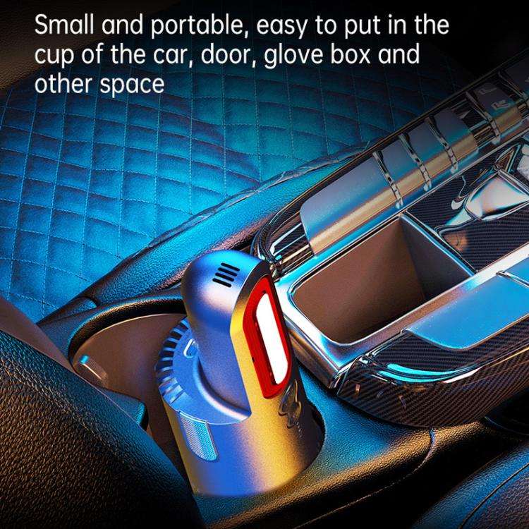 V8 Car Mini Portable Powerful Suction LED Flashing Warning Light Outdoor Lighting Vacuum Cleaner