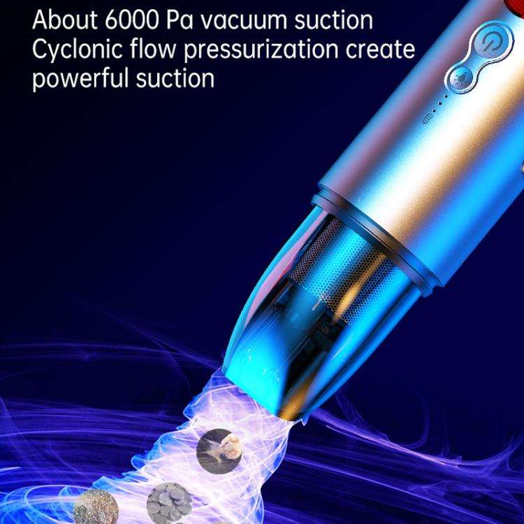 V8 Car Mini Portable Powerful Suction LED Flashing Warning Light Outdoor Lighting Vacuum Cleaner