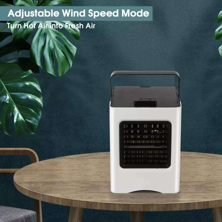 Mini Air Cooler Conditioner Rechargeable Humidifier USB Fan 3 Speed Adjustment(Black White)