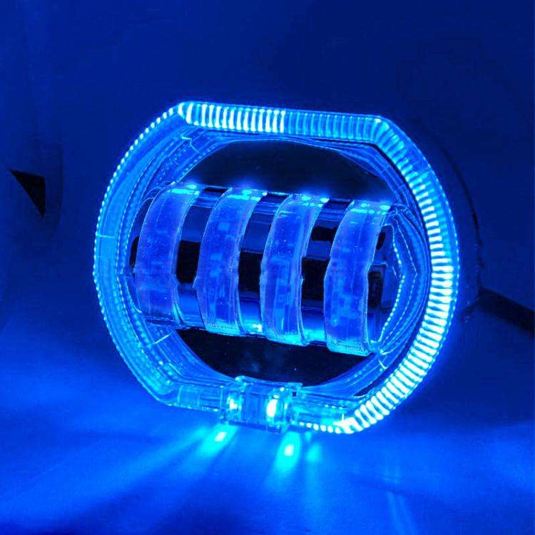 Motorcycle Electric Vehicle General Modification LED Headlight 4 Beads Double Lens Lamps, Style: ...