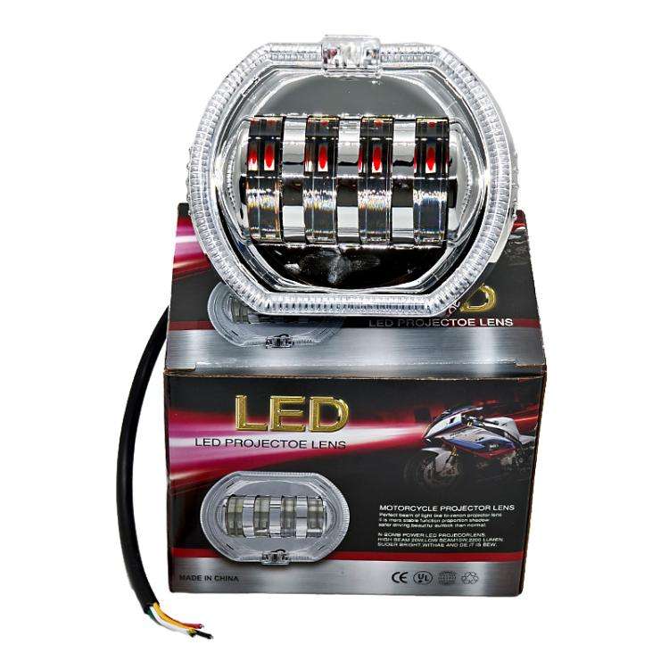 Motorcycle Electric Vehicle General Modification LED Headlight 4 Beads Double Lens Lamps, Style: ...