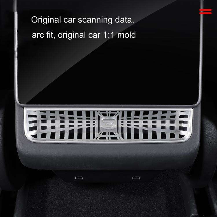 For Tesla 2024 Model 3 Rear Air Outlet Protective Cover Modification, Color: Black Carbon Fiber P...