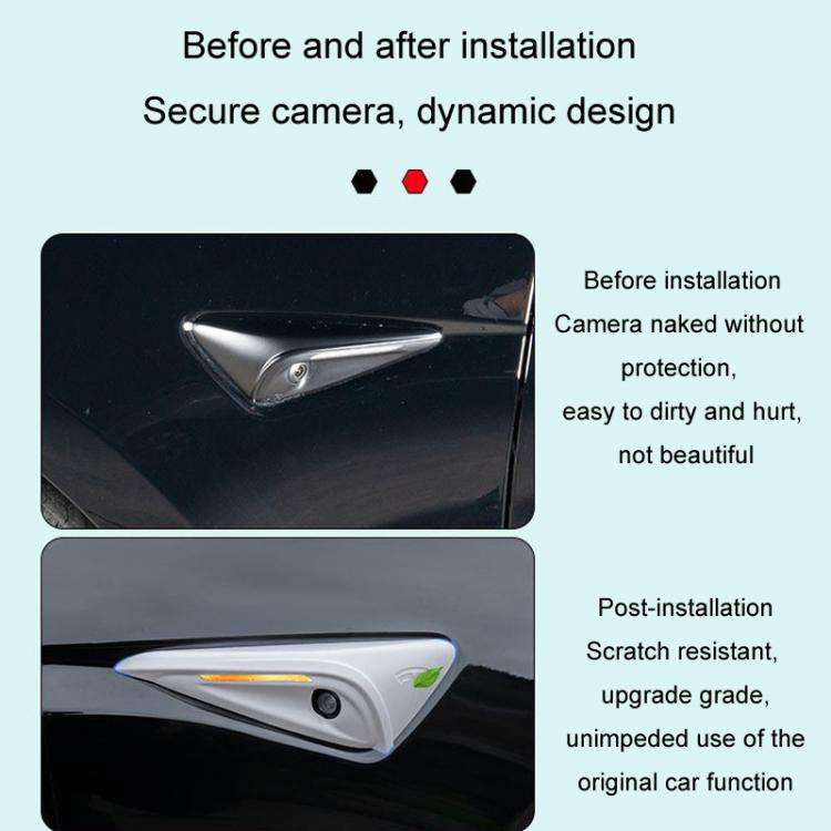 For Tesla 2024 Model 3 Fenders Side Labels Camera Cover Stickers, Color: Glossy Carbon Fiber Texture