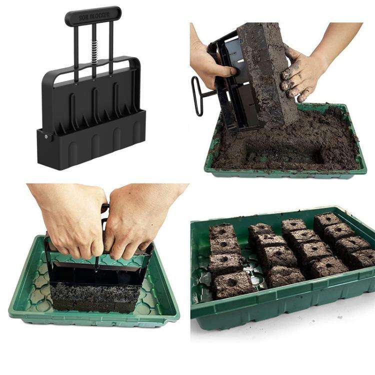 Handheld Seedling Planter Sowing Tool Soil Blocker(Black)