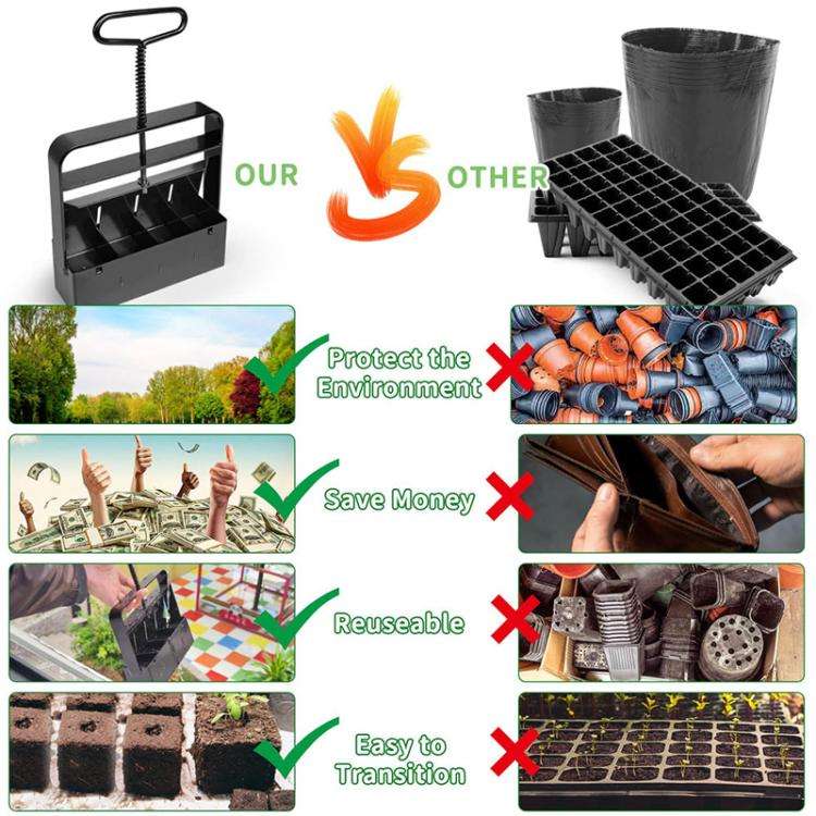 Handheld Seedling Planter Sowing Tool Soil Blocker(Black)