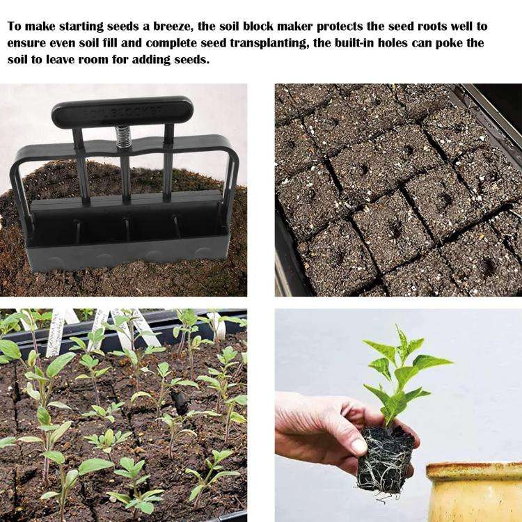 Handheld Seedling Planter Sowing Tool Soil Blocker(Black)