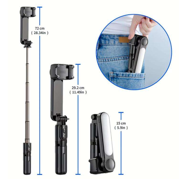 L09 Mini Handheld Folding Anti-shake Stabilizer Bluetooth Beauty Fill Light Selfie Stick(White)