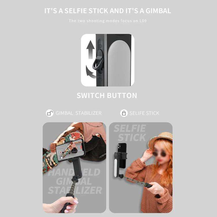 L09 Mini Handheld Folding Anti-shake Stabilizer Bluetooth Beauty Fill Light Selfie Stick(White)