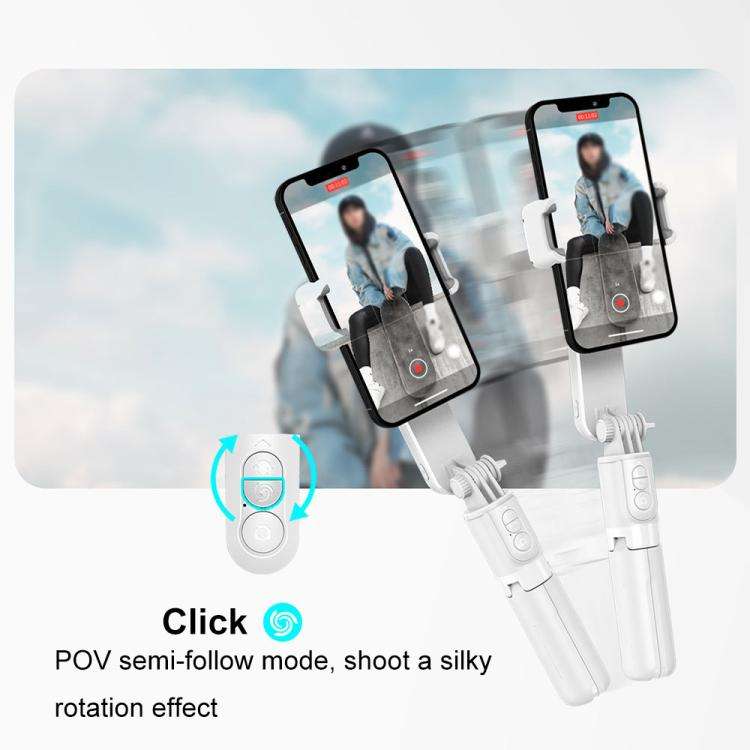 L09 Mini Handheld Folding Anti-shake Stabilizer Bluetooth Beauty Fill Light Selfie Stick(White)