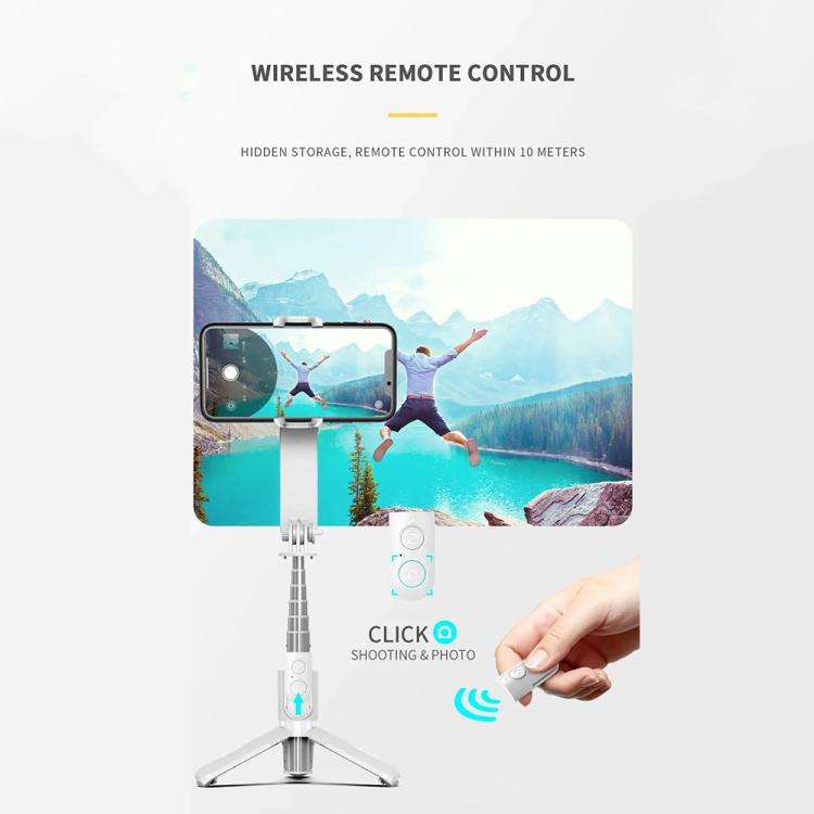 L09 Mini Handheld Folding Anti-shake Stabilizer Bluetooth Beauty Fill Light Selfie Stick(White)
