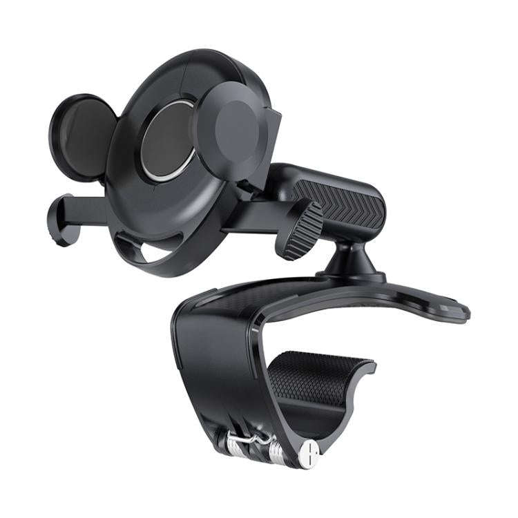 Car Dashboard Sun Visor Phone Mount Holder Center Console Navigation Bracket(Black)