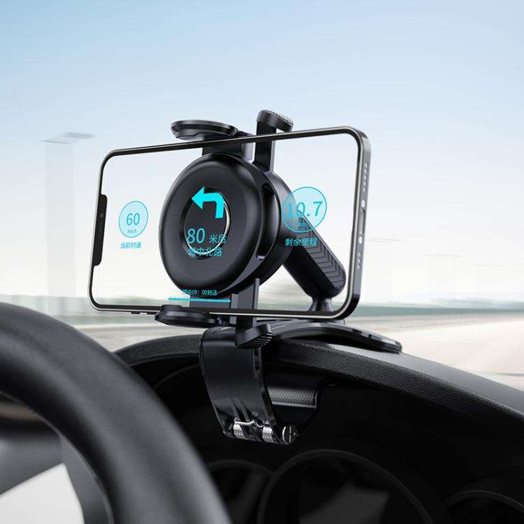 Car Dashboard Sun Visor Phone Mount Holder Center Console Navigation Bracket(Black)