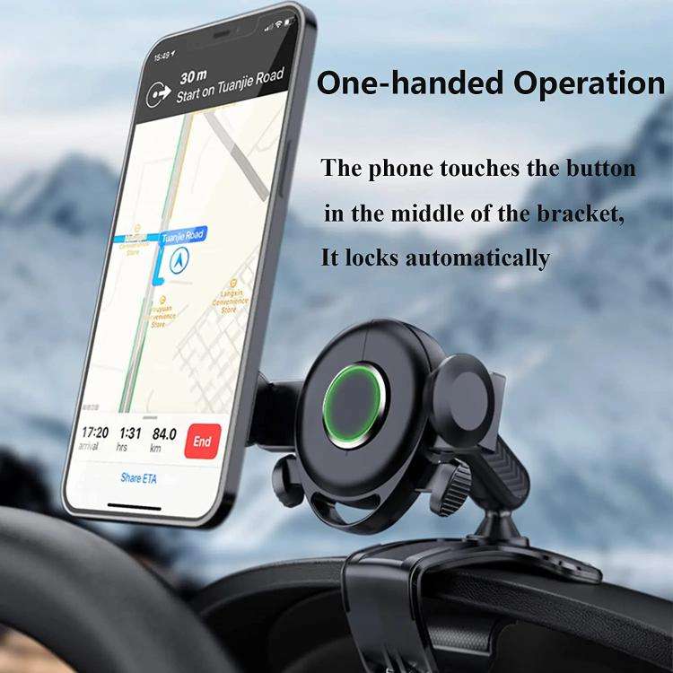 Car Dashboard Sun Visor Phone Mount Holder Center Console Navigation Bracket(Black)