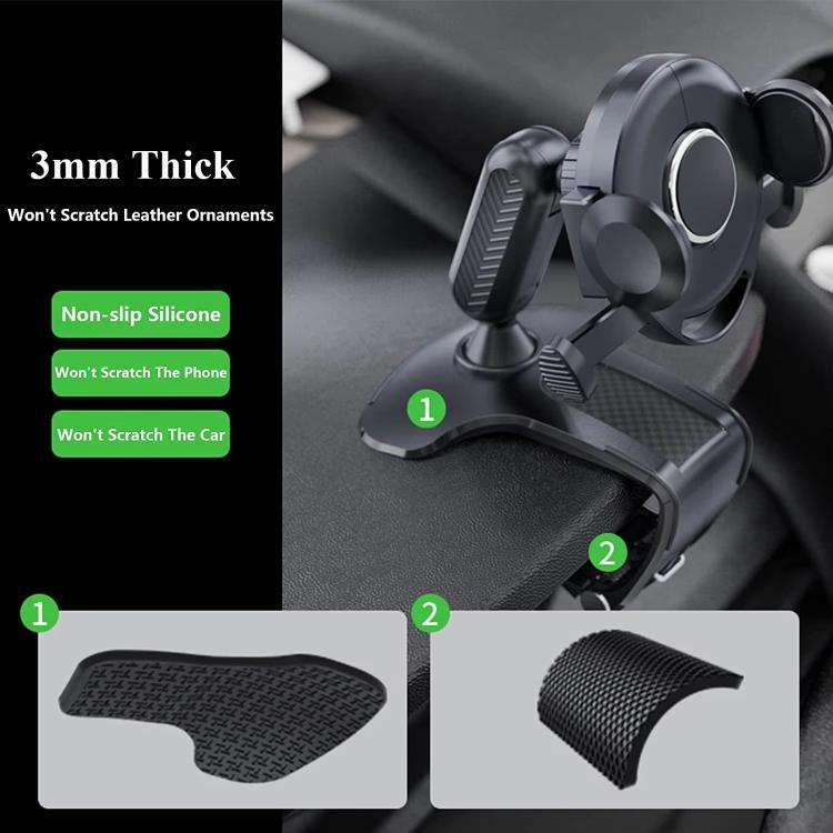 Car Dashboard Sun Visor Phone Mount Holder Center Console Navigation Bracket(Black)