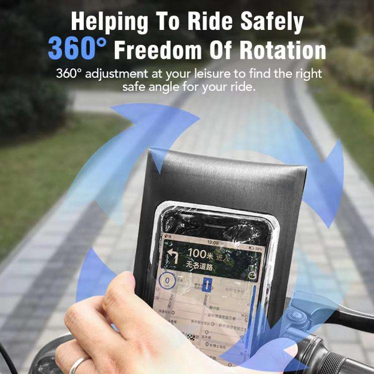 Bicycle Waterproof Phone Bag Mount Stand 360 Degree Rotation Motorcycle Bike Cellphone Holder, Sp...