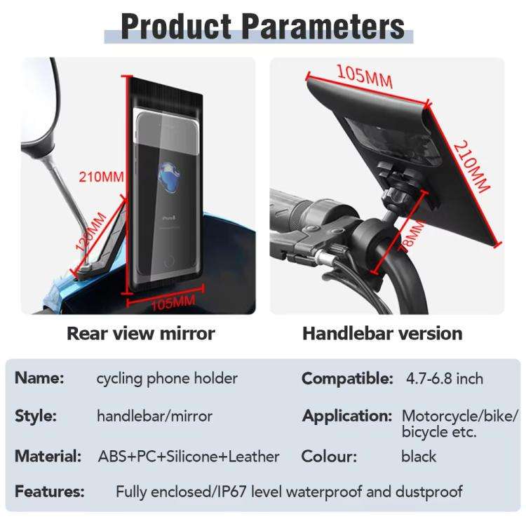Bicycle Waterproof Phone Bag Mount Stand 360 Degree Rotation Motorcycle Bike Cellphone Holder, Sp...