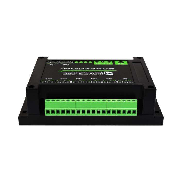 Waveshare 24964 Industrial 8-ch Ethernet Relay Module, PoE Port Communication(Modbus POE ETH Relay)