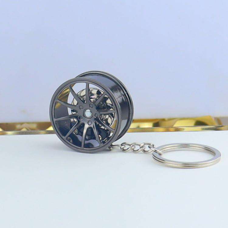 Metal Wheel Hub Brake Integrated Keychain(Black)