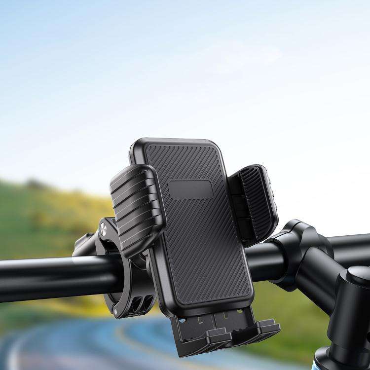 Bicycle Motorcycle Shock Absorption Mobile Phone Holder Gravity Navigation Mount(Black)