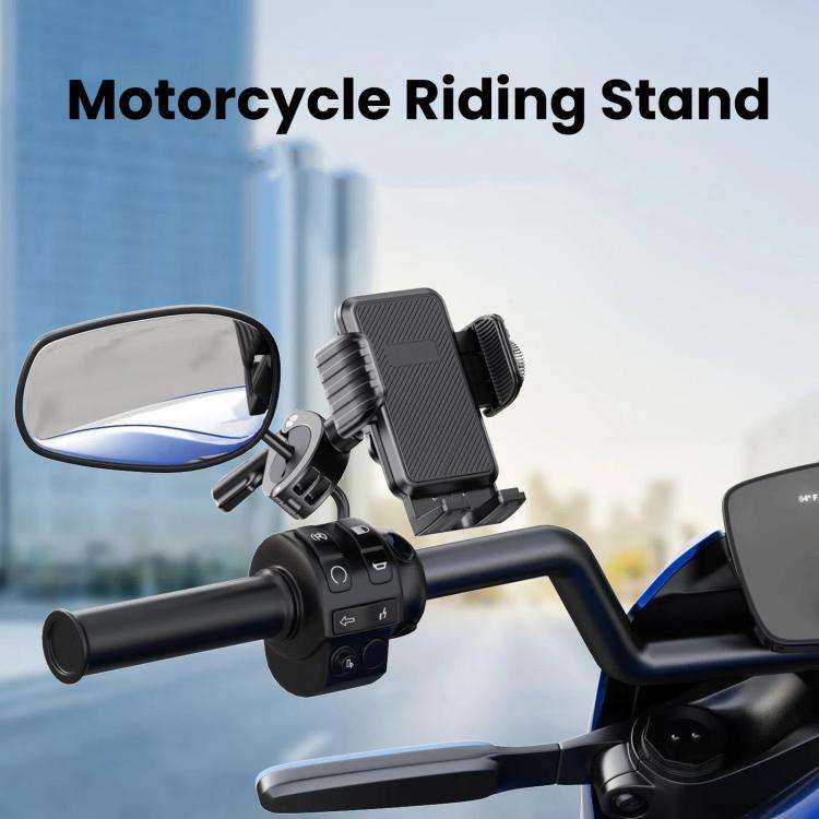 Bicycle Motorcycle Shock Absorption Mobile Phone Holder Gravity Navigation Mount(Black)