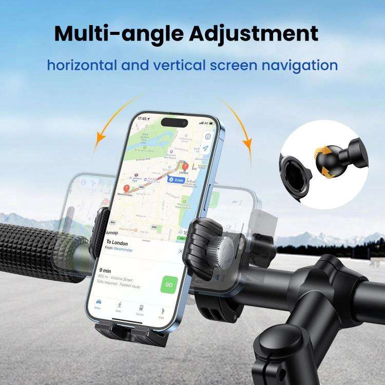 Bicycle Motorcycle Shock Absorption Mobile Phone Holder Gravity Navigation Mount(Black)