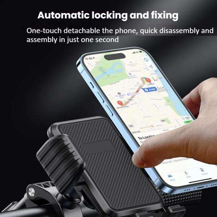 Bicycle Motorcycle Shock Absorption Mobile Phone Holder Gravity Navigation Mount(Black)