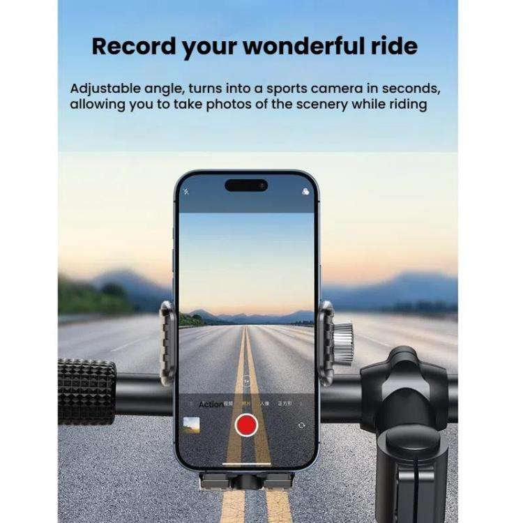 Bicycle Motorcycle Shock Absorption Mobile Phone Holder Gravity Navigation Mount(Black)
