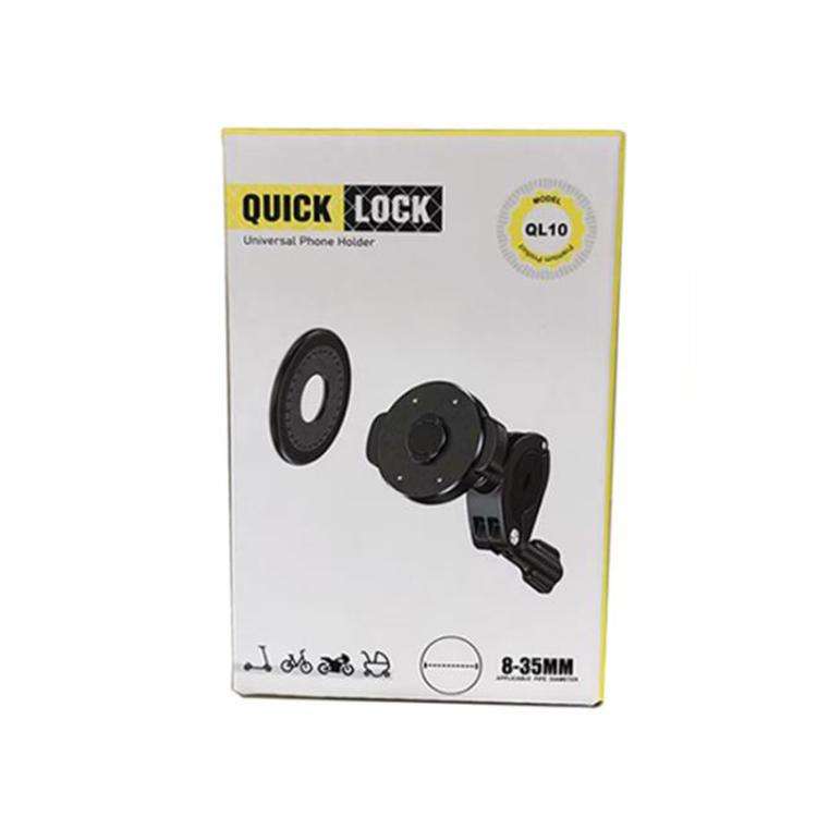 Bicycle Motorcycle Snap-On Mobile Phone Holder With Magnetic Ring(QL-10 Black)