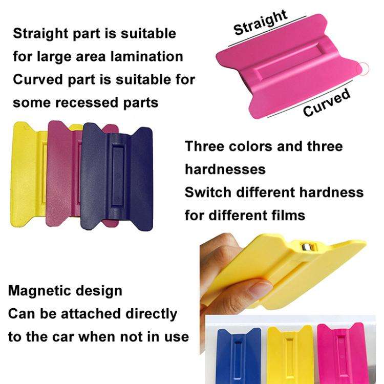 With Magnet Car Film Scraper Plastic Winged Scraper Tool(Yellow)
