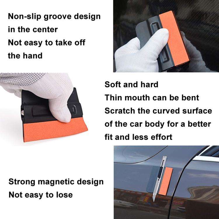 Moderate PP Car Film Scraper Imitation Buckskin Scraper With Magnetic Attraction(Black)