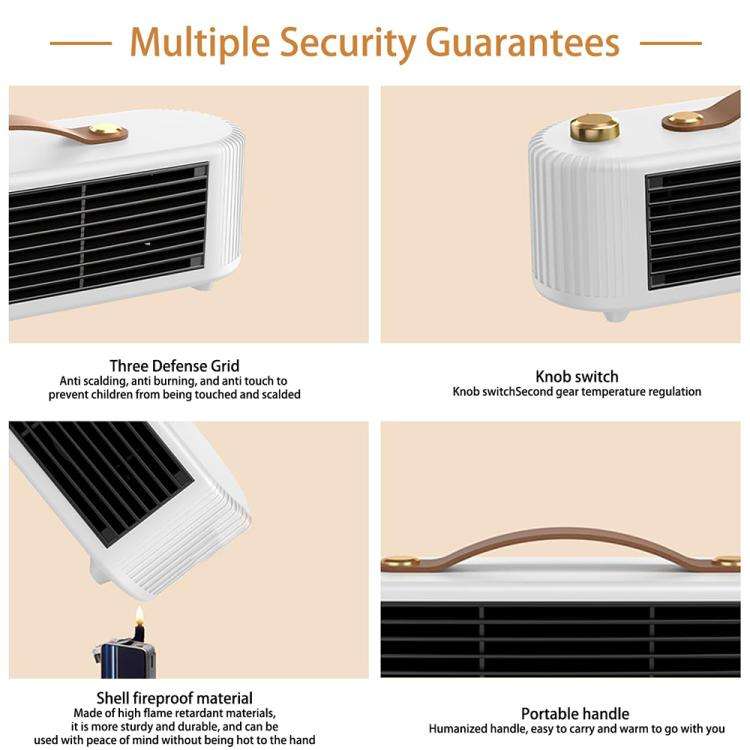 FS007 800W Home Desktop Heater Large Area PTC Heating Device, Spec: UK Plug(White)