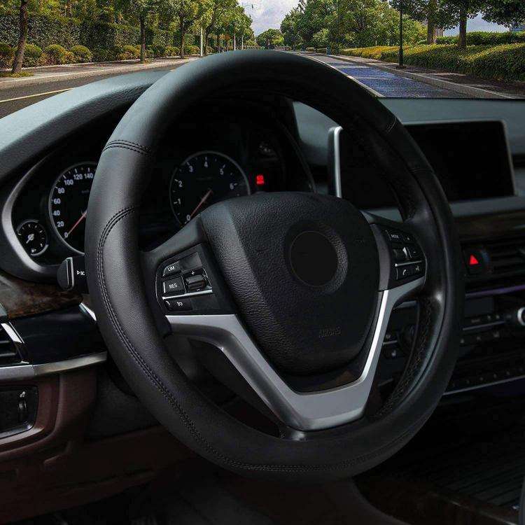 38cm Cars Universal Microfiber Steering Wheel Cover(Black)