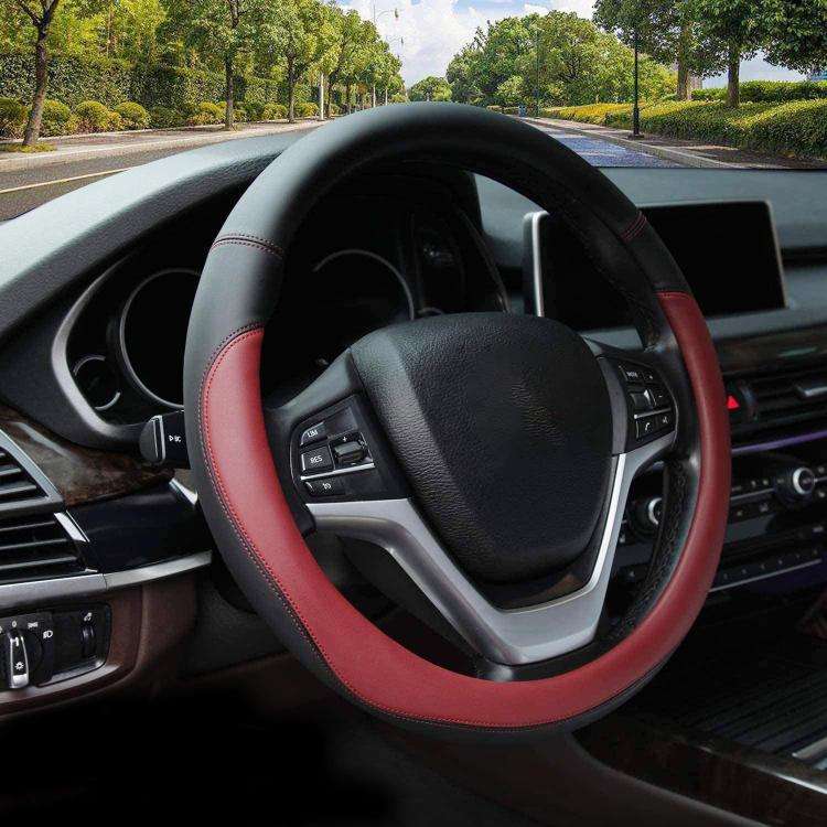 38cm Cars Universal Microfiber Steering Wheel Cover(Wine Red)