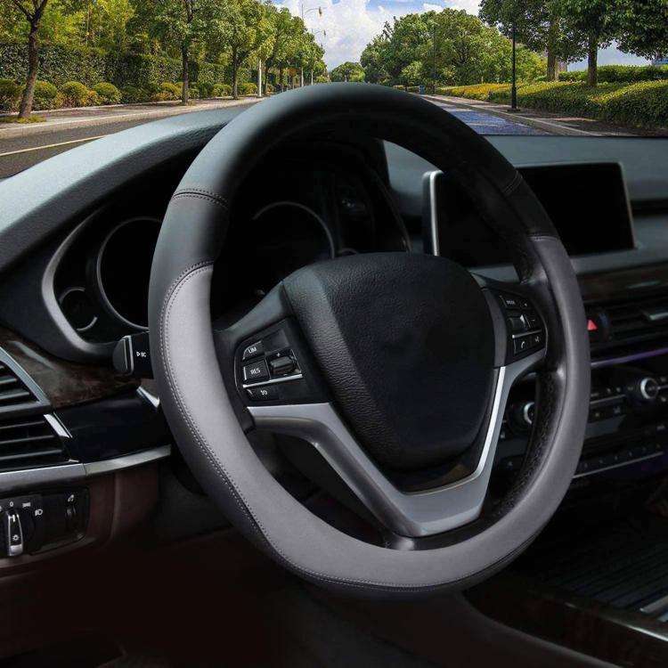 38cm Cars Universal Microfiber Steering Wheel Cover(Gray)