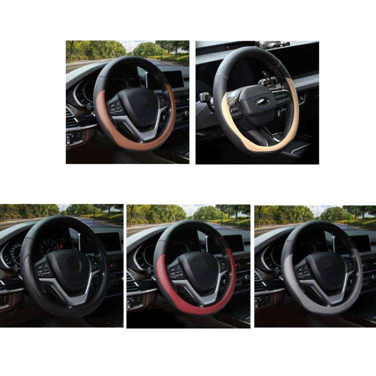 38cm Cars Universal Microfiber Steering Wheel Cover(Wine Red)
