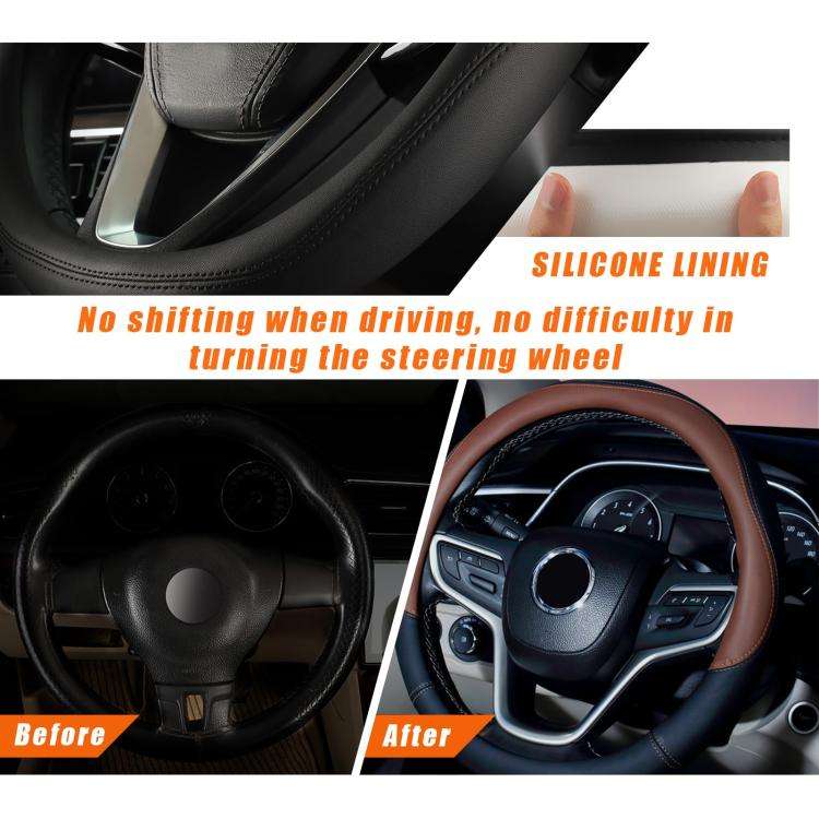 38cm Cars Universal Microfiber Steering Wheel Cover(Wine Red)